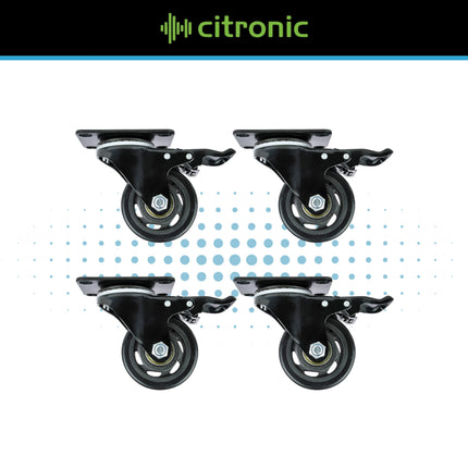 Citronic CASTORS-4 75mm Locking Castors – Set of 4