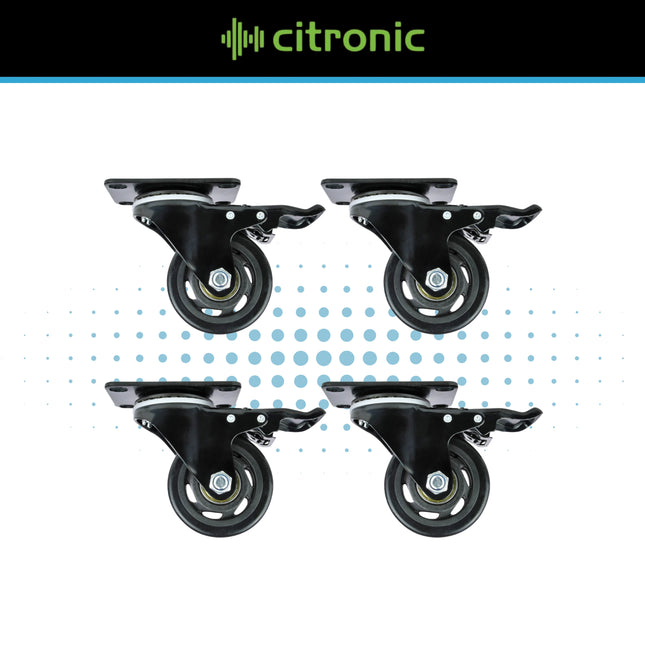 Citronic CASTORS-4 75mm Locking Castors – Set of 4