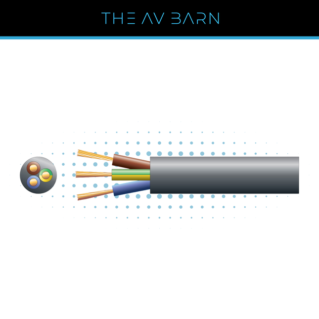 3 Core Round PVC Cable 300/500V 15A H05VV-F3 - 100m Reel