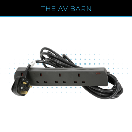 4 Gang Black Extension Lead - Various Lengths