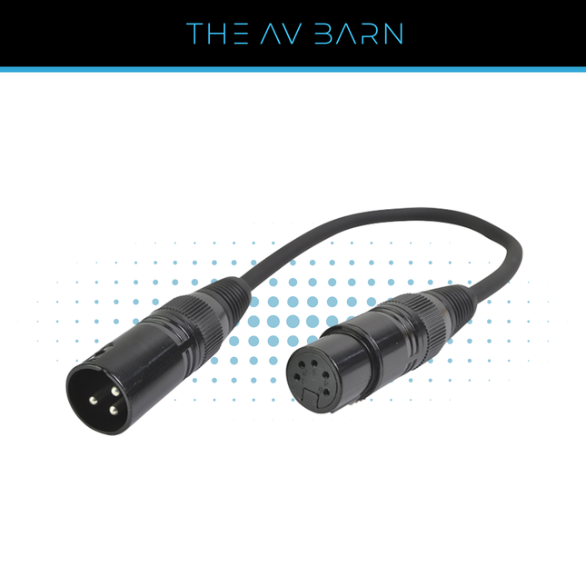 3 Pin Male to 5 Pin Female DMX Adaptor Lead