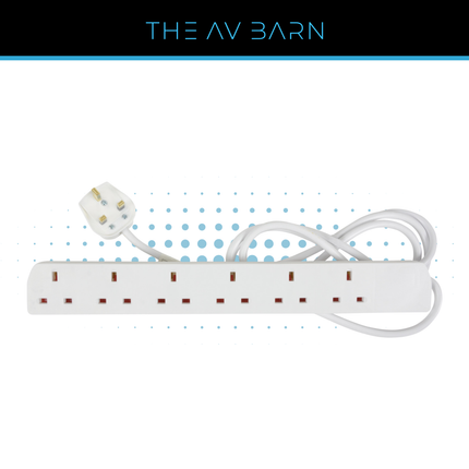 6 Gang White Extension Lead 2M