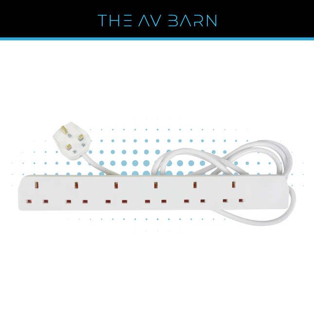 6 Gang White Extension Lead 2M