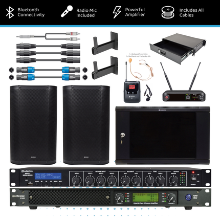 High-Energy Sports Hall Gym PA System with Headset Microphone