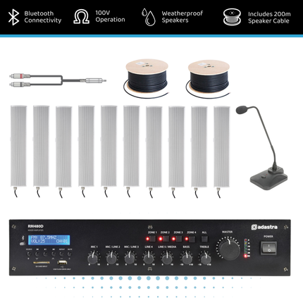 Adastra 100V Column Speaker PA & Paging System