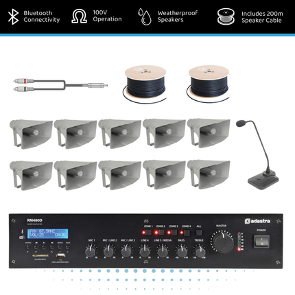 Adastra High-Power 100V Horn Speaker PA & Paging System