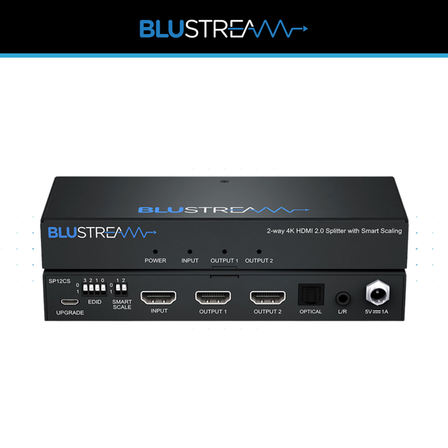 Blustream SP12CS 2 Way 4K HDMI Splitter | 4K 60Hz HDMI 2.0 Smart Scaling Splitter