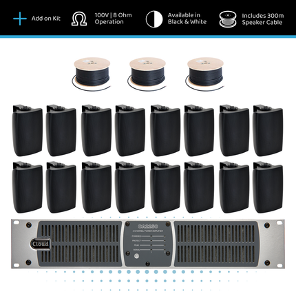 Cloud High-Capacity Audio Expansion Kit – 16 × CS-S6 Wall Speakers with CA4250 Amplifier