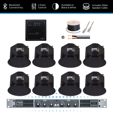 Cloud Dual-Zone Background Music System with 6” Ceiling Speakers & Bluetooth