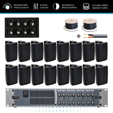 Cloud Four-Zone High-Power Background Music System with 6.5” Surface-Mount Speakers