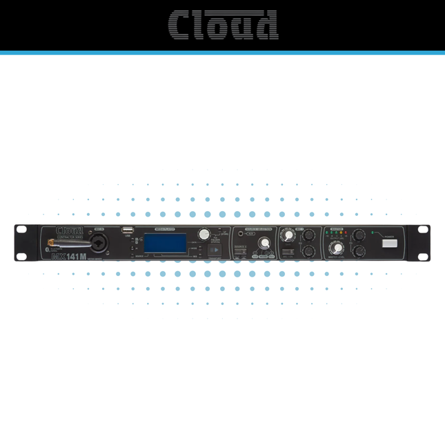 Cloud MX141M 1U Stereo Audio Mixer with Bluetooth & Media Player