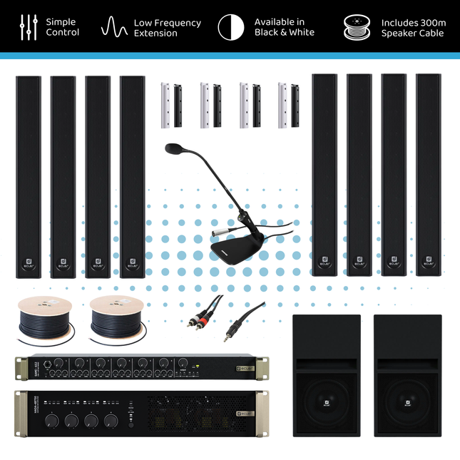 Ecler House of Worship Audio System with Compact Subwoofers