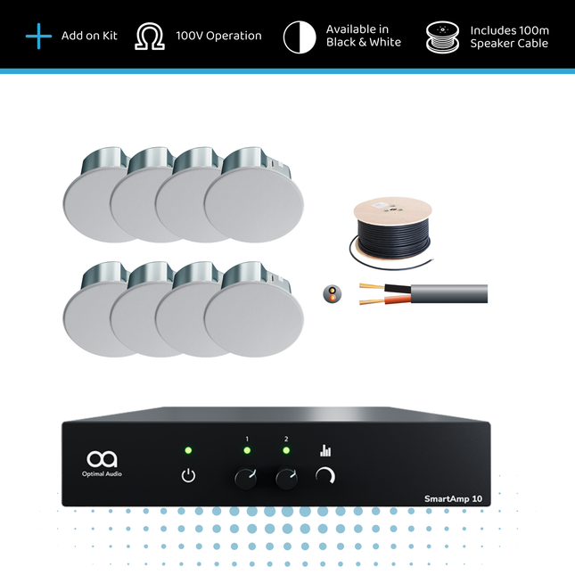 Optimal Audio Ceiling Speaker Extension Kit - 8x 4" Ceiling Speakers