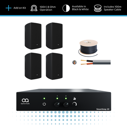 Optimal Audio Wall Speaker Extension Kit - 4x 3" Wall Speakers