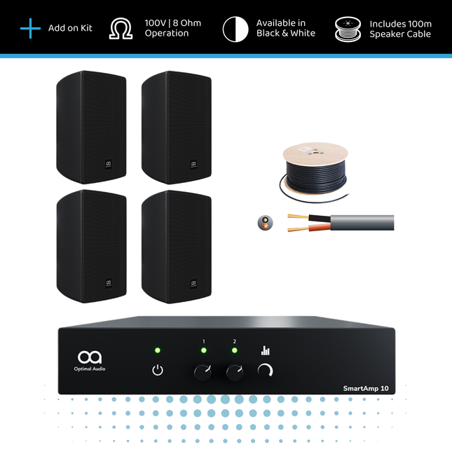 Optimal Audio Wall Speaker Extension Kit - 4x 5" Wall Speakers