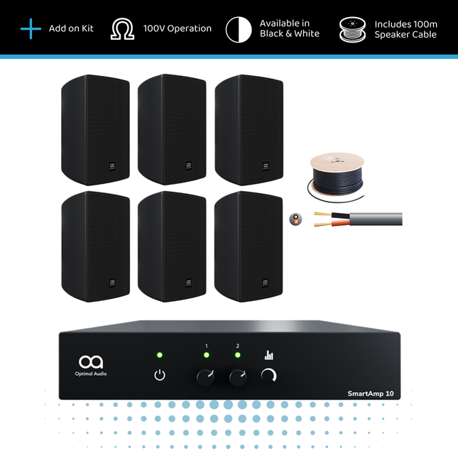 Optimal Audio Wall Speaker Extension Kit - 6x 5" Wall Speakers