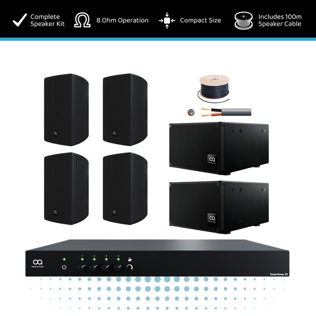 Optimal Audio Full-Range Commercial PA Kit for Small Venues – Compact PA System