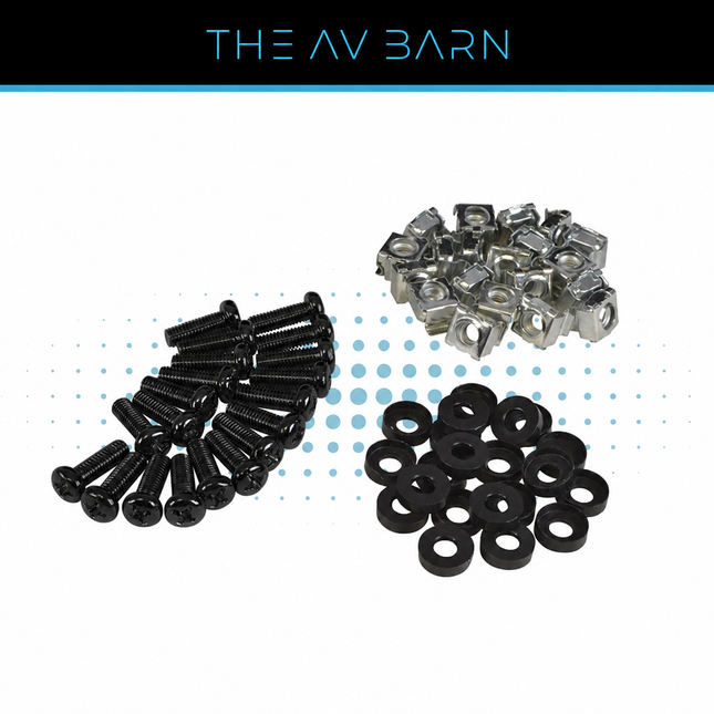M6 Rack Bolt Kit with Bolts, Cage Nuts, and Washers - Pack of 20