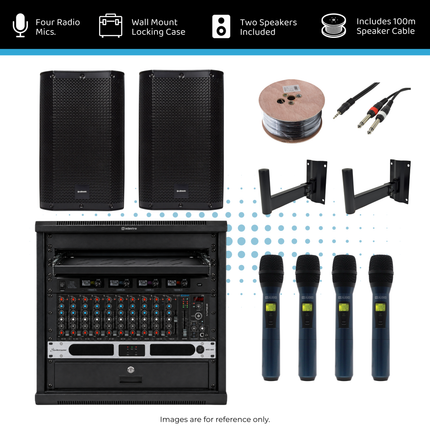 Hall Audio System with Four Handheld Radio Mics