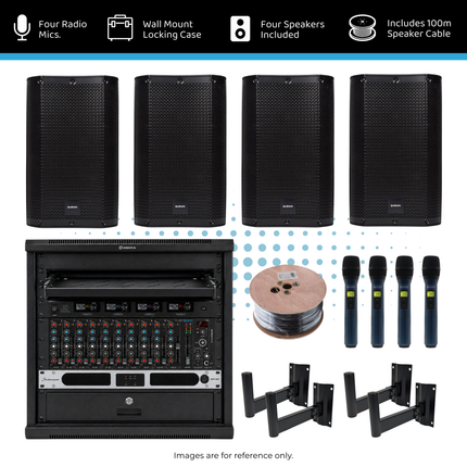 Complete Hall Audio System with Four Radio Microphones