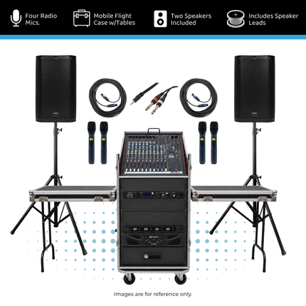 Mobile PA System with Four Radio Mics