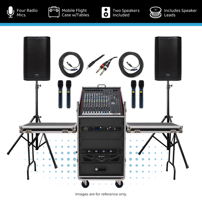 Mobile PA System with Four Radio Mics